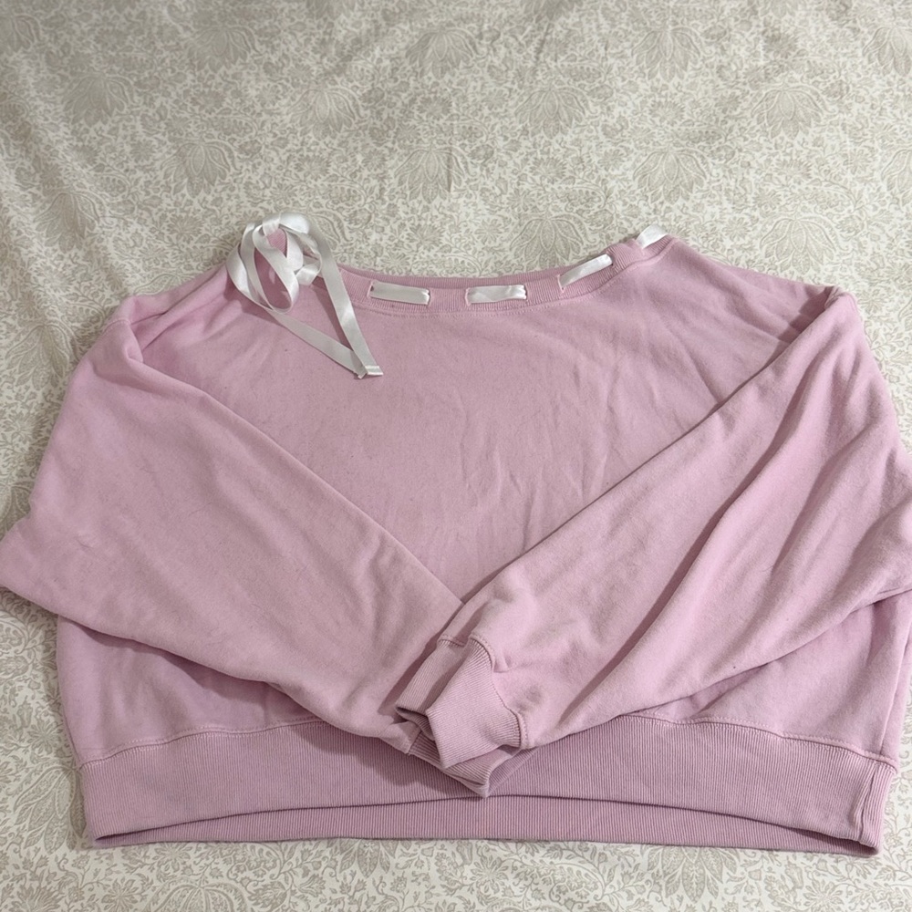 Hollister Light Pink Boatneck Sweatshirt with Ribbon